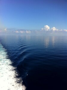 Blue boat wave photo