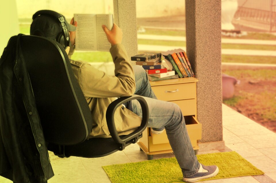 Young sitting books