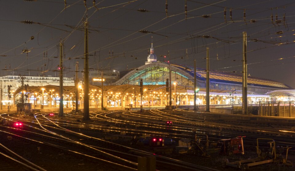 Night photograph railway station central station photo