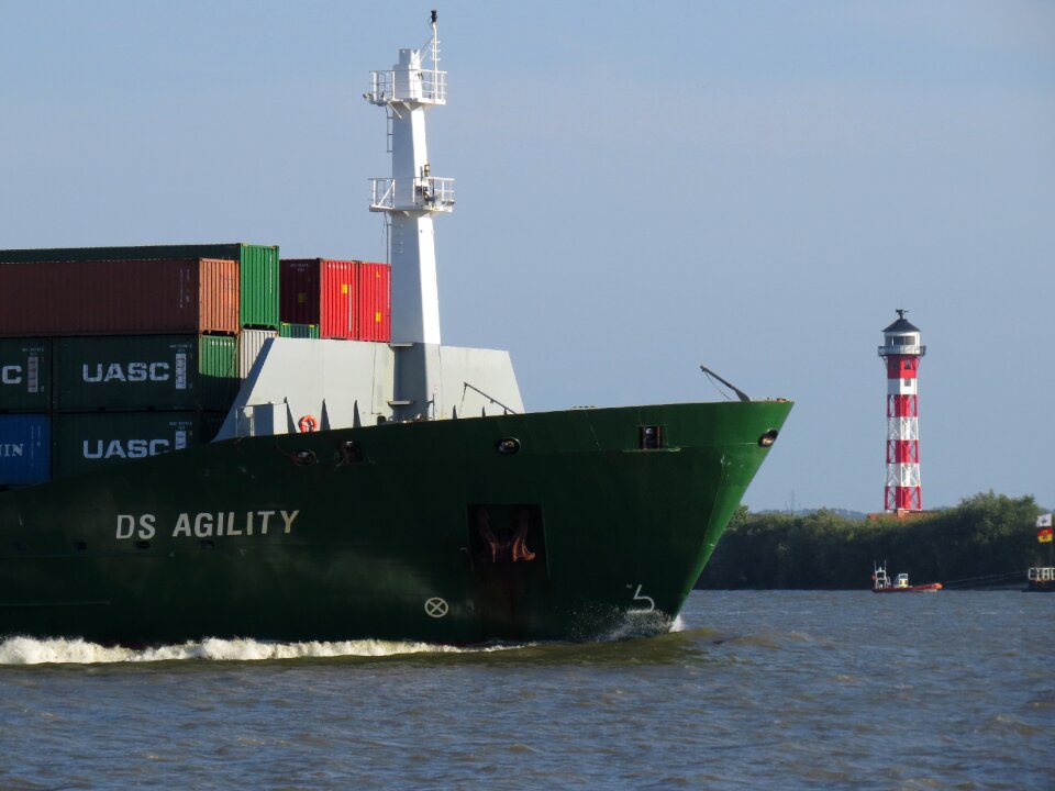 Seafaring port container ship