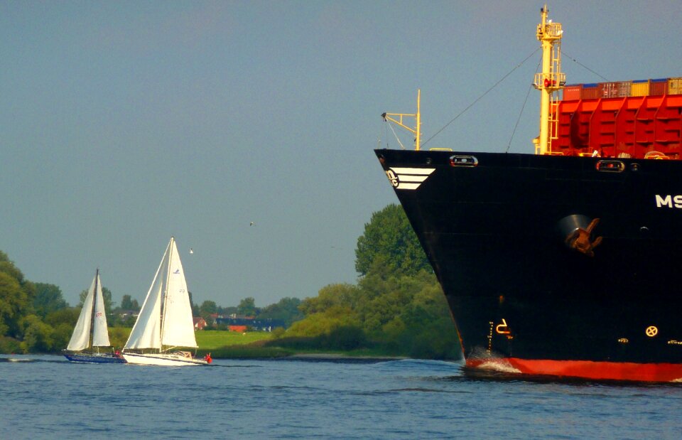 Seafaring port container ship