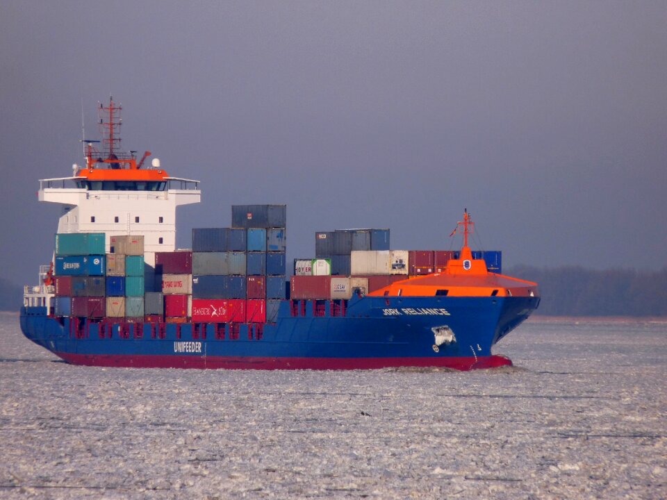 Seafaring port container ship