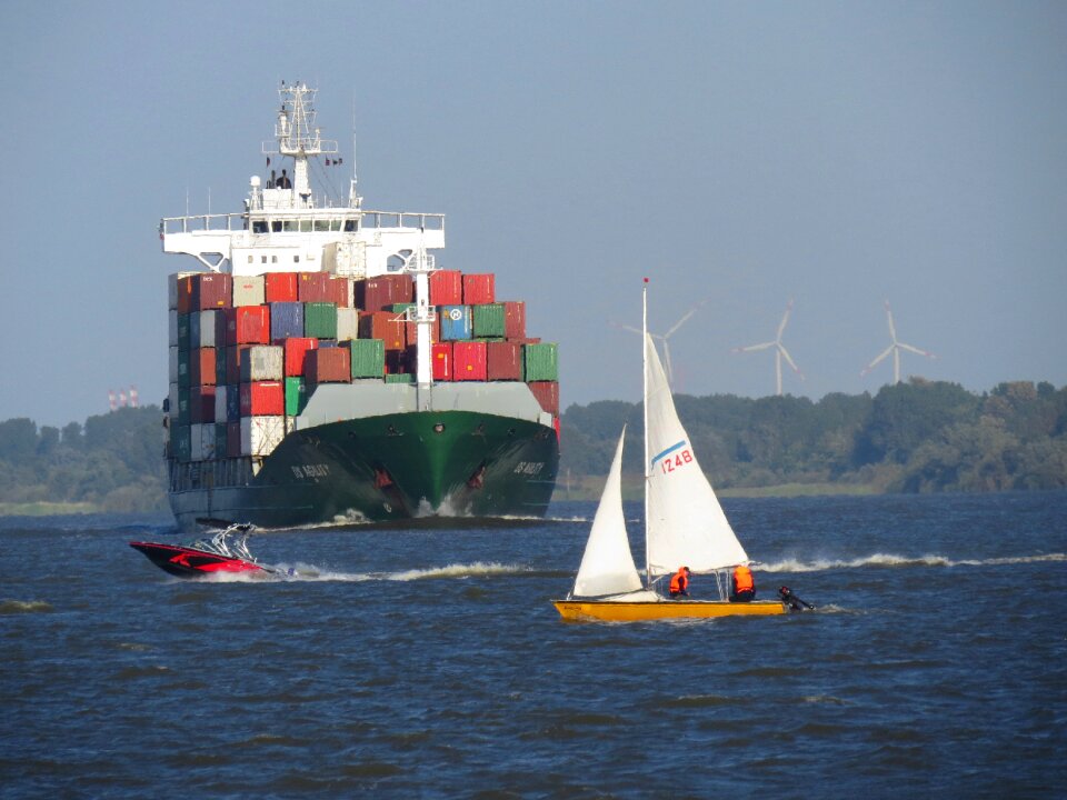 Seafaring port container ship