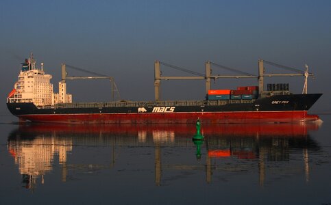 Container ship water river photo