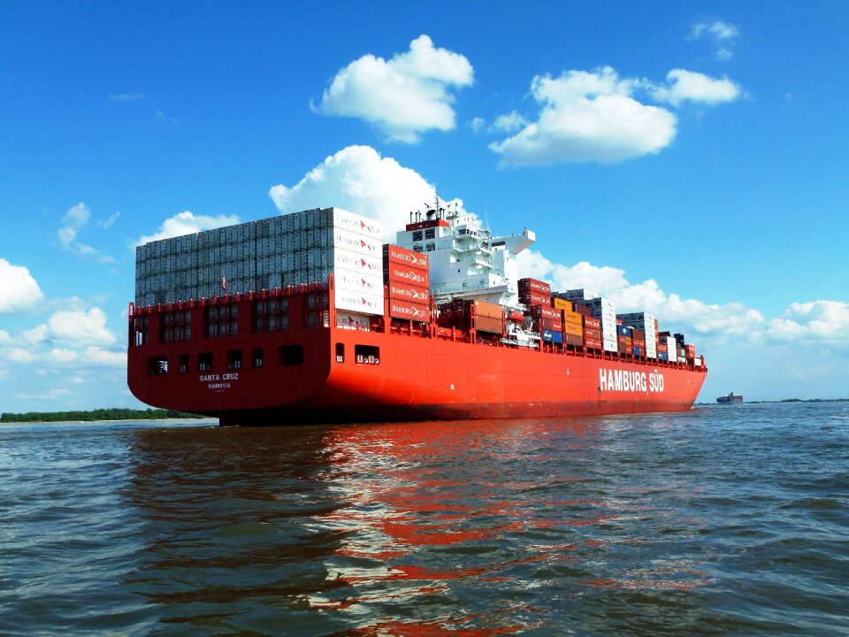 Seafaring port container ship