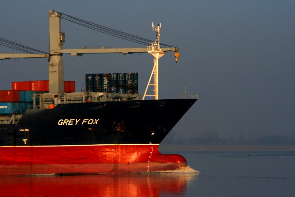 Seafaring port container ship