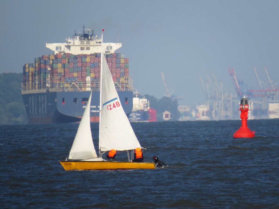 Seafaring port container ship