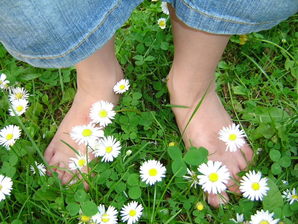 Spring barefoot feet