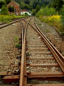 Railway rails rusted abandoned photo