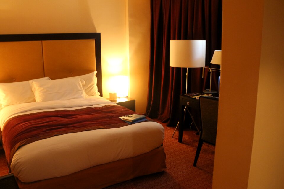 Comfortable brown bed brown hotel