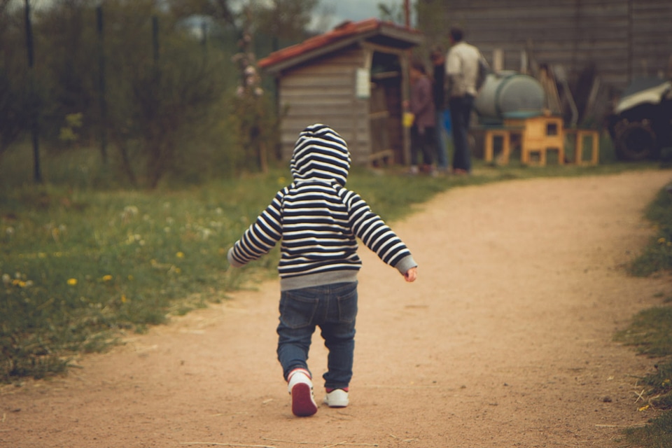 Walking baby happy