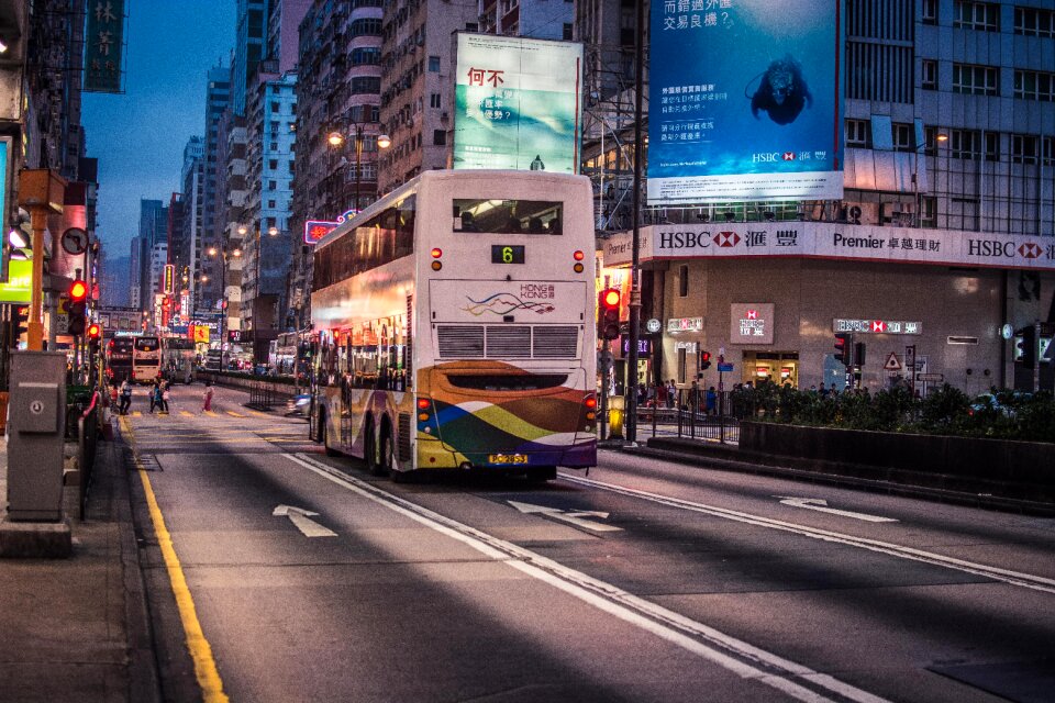 Street photography night view bus