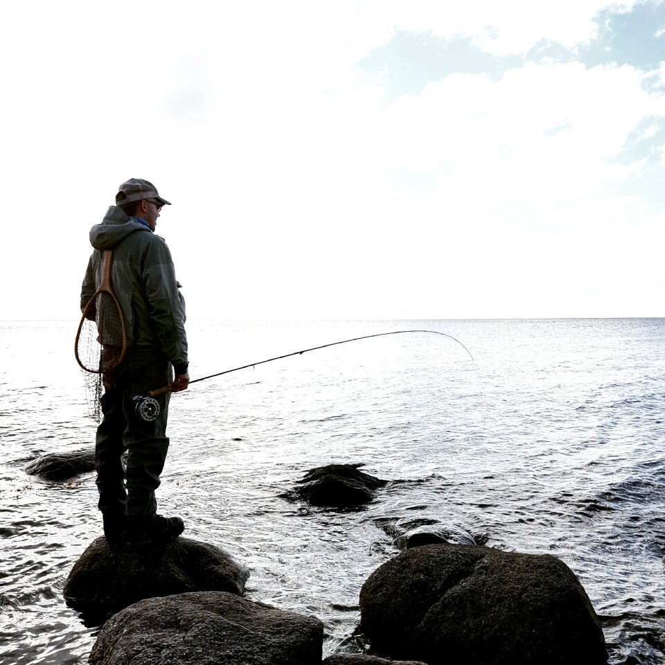 Fly-fishing man fish