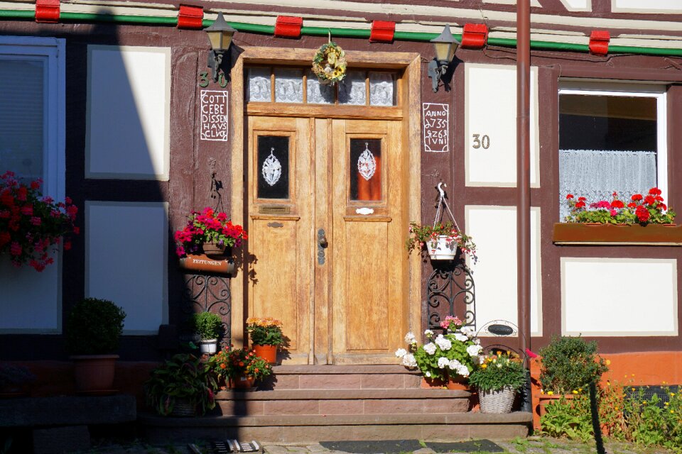 House entrance front door wood photo