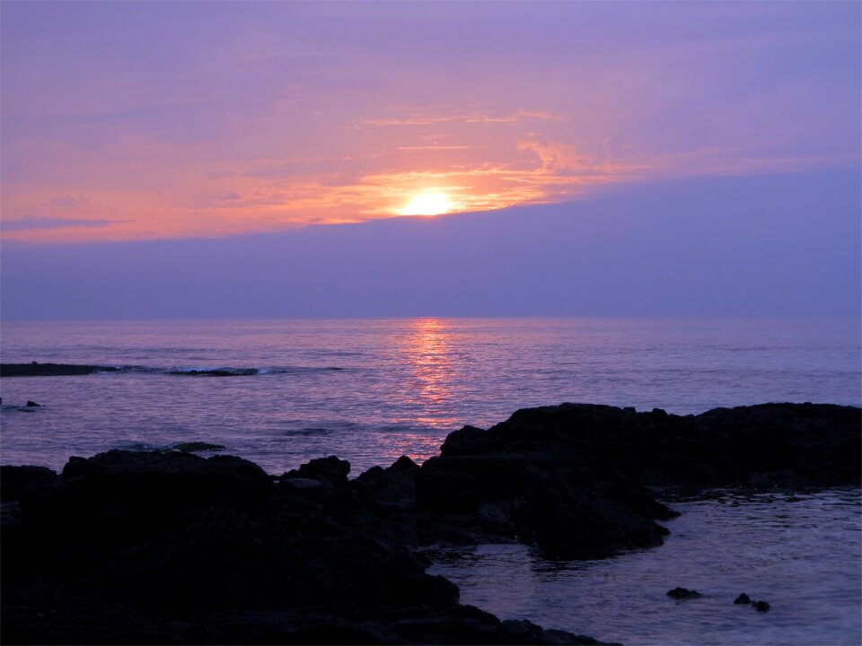 Beach sea evening glow