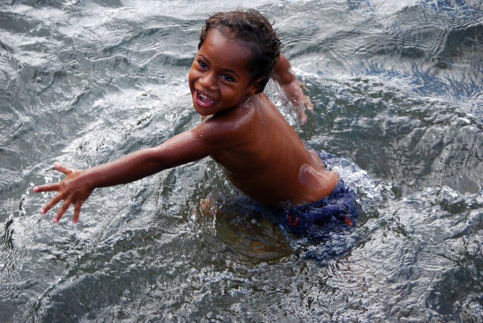 Swimming smile sea