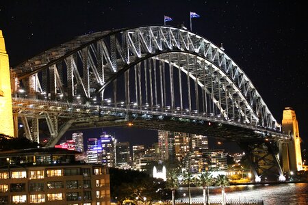 Night bridge harbour cityscape