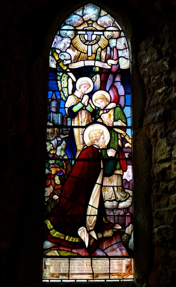 Stained glass old window bible