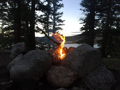 Campfire night outdoors