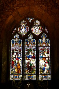 Stained glass old window bible photo