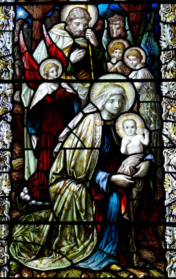 Stained glass old window bible