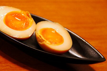 Japanese soft boiled eggs delicious photo