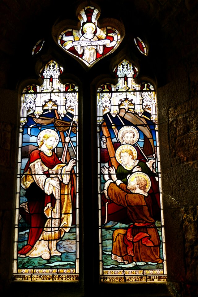 Stained glass old window bible