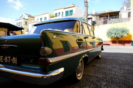 Green cobblestones road