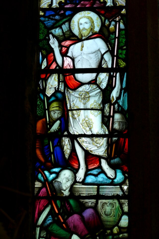 Stained glass old window bible