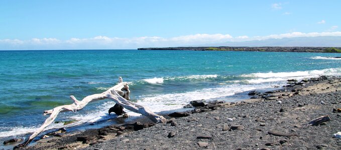 Sea blue volcanic rock photo