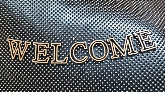 Mat gray welcome gray door