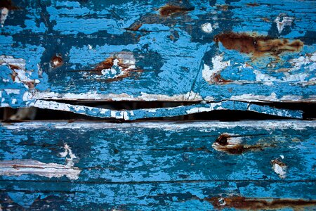 Plank blue paint crack
