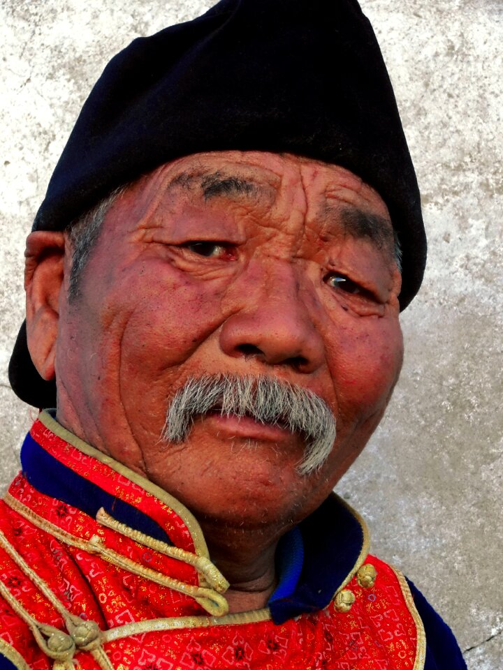 Gobi desert steppe old man photo