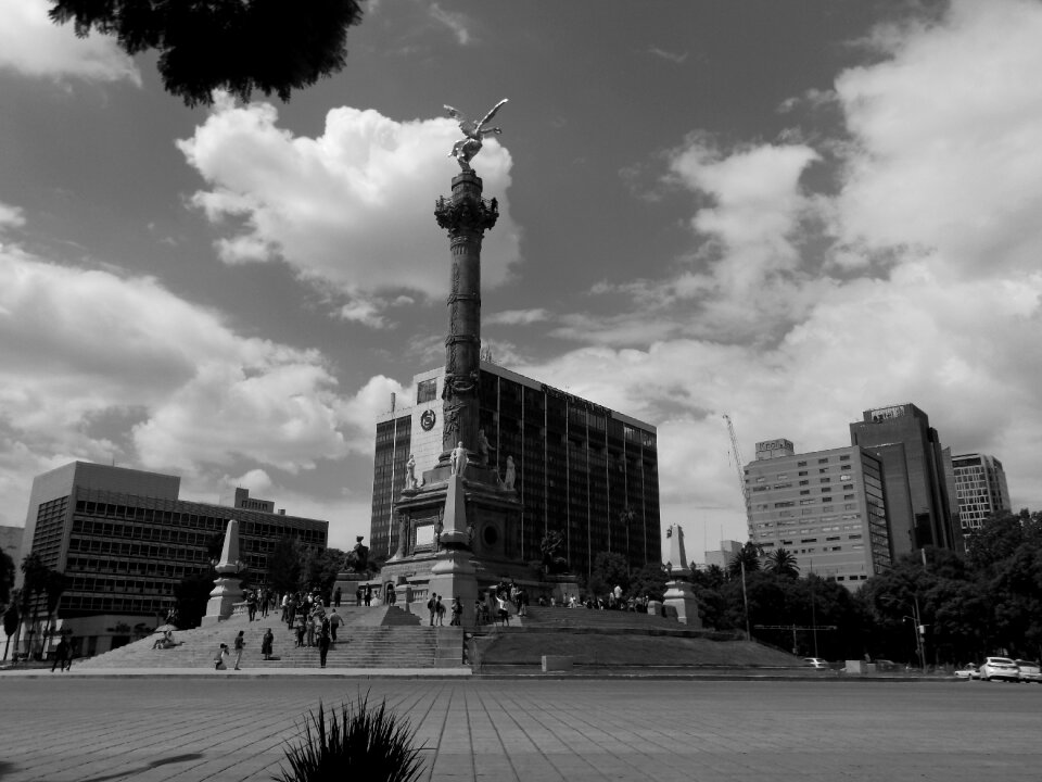 Angel of independence black and white landscape