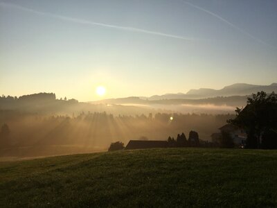 Farm autumn morning panorama