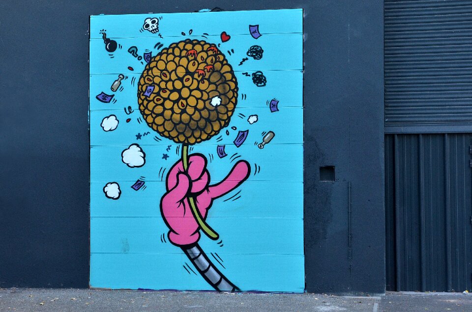 Graffiti blue wall