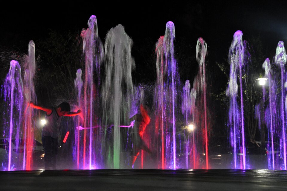 Night colors children playing