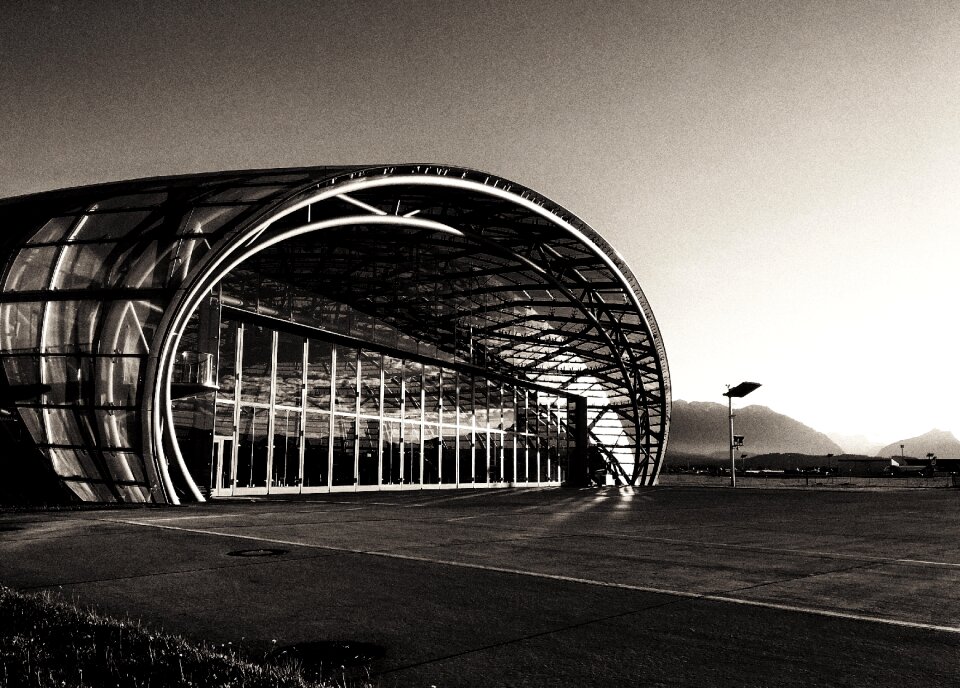 Airport sun black and white