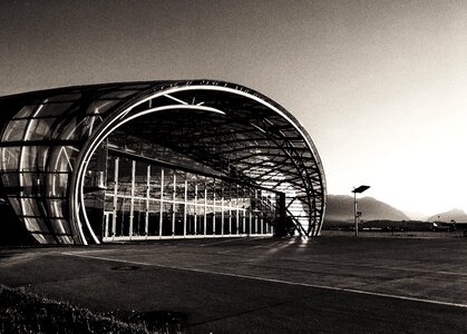 Airport sun black and white