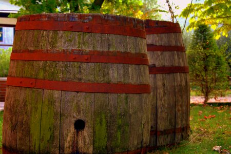 Ancient barrel wooden barrels