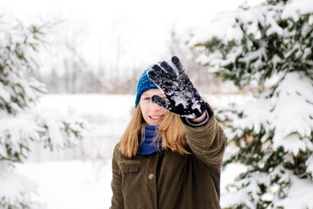 Female snow hand photo