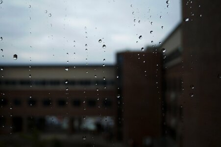 Glass raindrops a rainy day