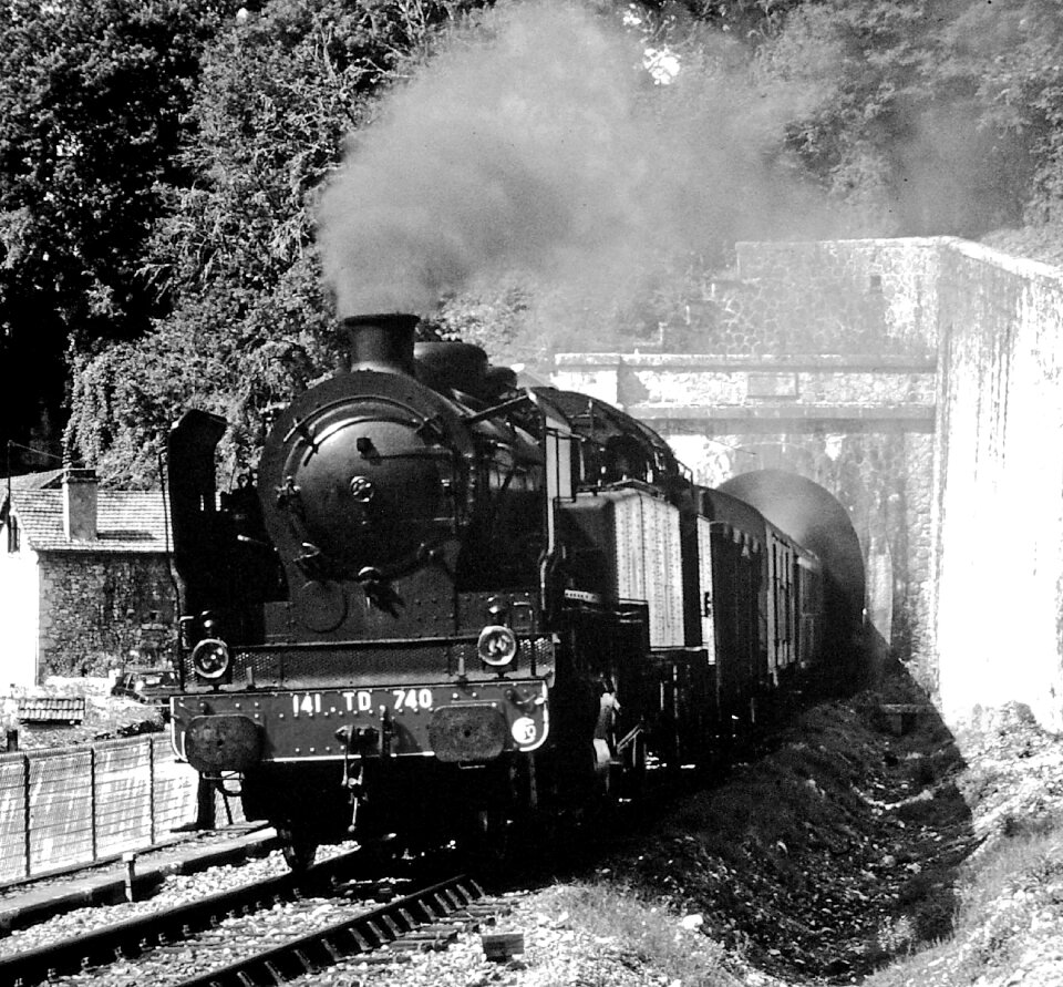 Steam train track smoke
