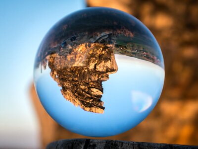 Rock face resin globe image photo