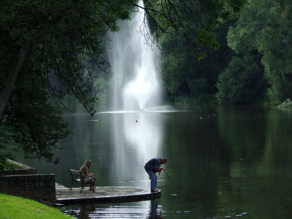 Flowing water people family