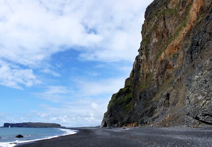 Precipices sea black sand photo