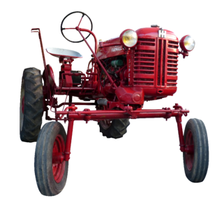 Vintage old tractor transparent background