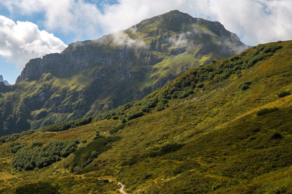 Golm railway mountains clouds