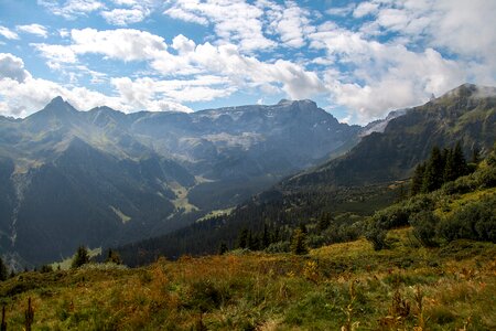 Golm railway mountains clouds photo