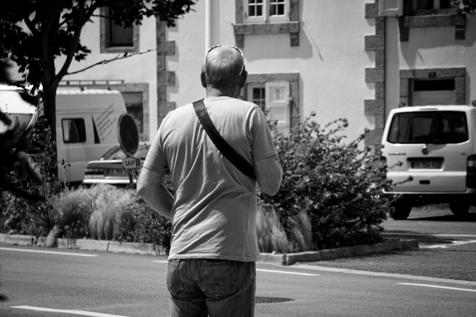 Only man from back people